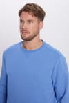 Unisex Relax Fit Rahat Kesim Pamuklu Basic İndigo Renk Bisiklet Yaka Sweatshirt