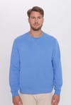 Unisex Relax Fit Rahat Kesim Pamuklu Basic İndigo Renk Bisiklet Yaka Sweatshirt