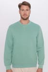 Unisex Relax Fit Rahat Kesim Pamuklu Basic Yeşil Bisiklet Yaka Sweatshirt