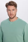 Unisex Relax Fit Rahat Kesim Pamuklu Basic Yeşil Bisiklet Yaka Sweatshirt