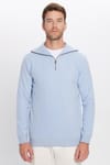 Unisex Relax Fit Rahat Kesim Fitilli Desenli Pamuklu Yarım Fermuarlı Mavi Dik Yaka Sweatshirt