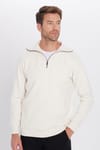 Unisex Relax Fit Rahat Kesim Fitilli Desenli Pamuklu Yarım Fermuarlı Dik Yaka Sweatshirt