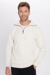 Unisex Relax Fit Rahat Kesim Fitilli Desenli Pamuklu Yarım Fermuarlı Dik Yaka Sweatshirt