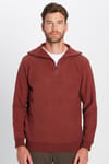 Unisex Relax Fit Rahat Kesim Desenli Pamuklu Yarım Fermuarlı Kiremit Renk Dik Yaka Sweatshirt