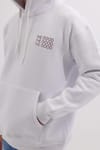 Unisex Oversize Geniş Kesim Pamuklu Yumuşak Dokulu İçi Polarlı Baskılı Beyaz Kapüşonlu Sweatshirt