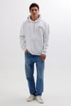Unisex Oversize Geniş Kesim Pamuklu Yumuşak Dokulu İçi Polarlı Baskılı Beyaz Kapüşonlu Sweatshirt