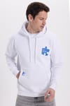 Unisex Oversize Geniş Kesim Pamuklu Yumuşak Dokulu İçi Polarlı Baskılı Beyaz Kapüşonlu Sweatshirt