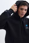 Unisex Oversize Geniş Kesim Pamuklu Yumuşak Dokulu İçi Polarlı Baskılı Siyah Kapüşonlu Sweatshirt