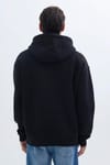 Unisex Oversize Geniş Kesim Pamuklu Yumuşak Dokulu İçi Polarlı Baskılı Siyah Kapüşonlu Sweatshirt
