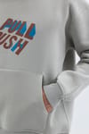Unisex Oversize Geniş Kesim Pamuklu Yumuşak Dokulu İçi Polarlı Baskılı Taş Renk Kapüşonlu Sweatshirt