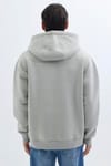 Unisex Oversize Geniş Kesim Pamuklu Yumuşak Dokulu İçi Polarlı Baskılı Taş Renk Kapüşonlu Sweatshirt