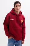 Unisex Oversize Geniş Kesim Pamuklu Yumuşak Dokulu İçi Polarlı Baskılı Bordo Kapüşonlu Sweatshirt