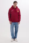 Unisex Oversize Geniş Kesim Pamuklu Yumuşak Dokulu İçi Polarlı Baskılı Bordo Kapüşonlu Sweatshirt