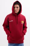 Unisex Oversize Geniş Kesim Pamuklu Yumuşak Dokulu İçi Polarlı Baskılı Bordo Kapüşonlu Sweatshirt