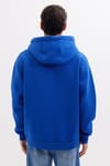 Unisex Oversize Geniş Kesim Pamuklu Yumuşak Dokulu İçi Polarlı Baskılı Saks Mavi Kapüşonlu Sweatshirt