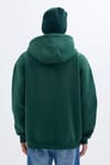 Unisex Oversize Geniş Kesim Pamuklu Yumuşak Dokulu İçi Polarlı Baskılı Yeşil Kapüşonlu Sweatshirt