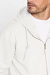 Unisex Relax Fit Rahat Kesim Pamuklu İçi Polarlı Çift Cepli Tam Fermuarlı Siyah Kapüşonlu Sweatshirt