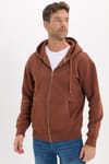 Unisex Relax Fit Rahat Kesim Pamuklu İçi Polarlı Çift Cepli Fermuarlı Kahverengi Kapüşonlu Sweatshirt