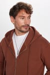 Unisex Relax Fit Rahat Kesim Pamuklu İçi Polarlı Çift Cepli Tam Fermuarlı Siyah Kapüşonlu Sweatshirt