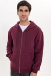 Unisex Relax Fit Rahat Kesim Pamuklu İçi Polarlı Çift Cepli Tam Fermuarlı Siyah Kapüşonlu Sweatshirt