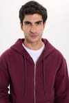 Unisex Relax Fit Rahat Kesim Pamuklu İçi Polarlı Çift Cepli Tam Fermuarlı Siyah Kapüşonlu Sweatshirt