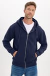 Unisex Relax Fit Rahat Kesim Pamuklu İçi Polarlı Çift Cepli Tam Fermuarlı Siyah Kapüşonlu Sweatshirt