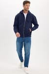 Unisex Relax Fit Rahat Kesim Pamuklu İçi Polarlı Çift Cepli Tam Fermuarlı Siyah Kapüşonlu Sweatshirt