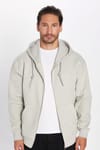 Unisex Relax Fit Rahat Kesim Pamuklu İçi Polarlı Çift Cepli Fermuarlı Taş Renk Kapüşonlu Sweatshirt