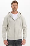 Unisex Relax Fit Rahat Kesim Pamuklu İçi Polarlı Çift Cepli Fermuarlı Taş Renk Kapüşonlu Sweatshirt