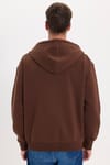Unisex Relax Fit Rahat Kesim Pamuklu İçi Polarlı Çift Cepli Tam Fermuarlı Siyah Kapüşonlu Sweatshirt
