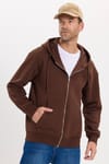 Unisex Relax Fit Rahat Kesim Pamuklu İçi Polarlı Çift Cepli Tam Fermuarlı Siyah Kapüşonlu Sweatshirt