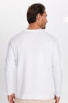 Unisex Relax Fit Rahat Kesim %100 Pamuk Bisiklet Yaka Beyaz Sweatshirt