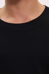Unisex Relax Fit Rahat Kesim %100 Pamuk Uzun Kollu Bisiklet Yaka Siyah Basic Tişört