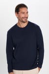 Unisex Relax Fit Rahat Kesim %100 Pamuk Bisiklet Yaka Lacivert Sweatshirt