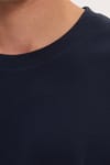Unisex Relax Fit Rahat Kesim %100 Pamuk Uzun Kollu Bisiklet Yaka Lacivert Basic Tişört