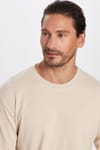 Unisex Relax Fit Rahat Kesim %100 Pamuk Bisiklet Yaka Bej Sweatshirt