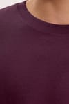 Unisex Relax Fit Rahat Kesim %100 Pamuk Uzun Kollu Bisiklet Yaka Bordo Basic Tişört