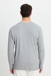 Unisex Relax Fit Rahat Kesim %100 Pamuk Uzun Kollu Bisiklet Yaka Gri Basic Tişört