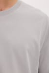 Unisex Relax Fit Rahat Kesim %100 Pamuk Uzun Kollu Bisiklet Yaka Gri Basic Tişört