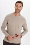 Unisex Relax Fit Rahat Kesim %100 Pamuk Uzun Kollu Bisiklet Yaka Haki Tişört