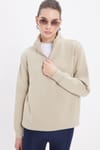 Pamuklu Dik Yaka Fermuarlı Kadın Sweatshirt