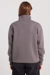 Kadın Relax Fit Rahat Kesim Pamuklu İçi Polarlı Yarım Fermuarlı Gri Dik Yaka Sweatshirt
