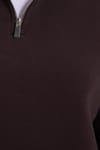 Kadın Relax Fit Rahat Kesim Pamuklu İçi Polarlı Yarım Fermuarlı Kahverengi Dik Yaka Sweatshirt