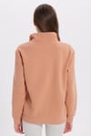Kadın Relax Fit Rahat Kesim Pamuklu İçi Polarlı Yarım Fermuarlı Yavruağzı Dik Yaka Sweatshirt