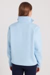 Kadın Relax Fit Rahat Kesim Pamuklu İçi Polarlı Yarım Fermuarlı Mavi Dik Yaka Sweatshirt