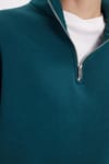 Pamuklu Dik Yaka Fermuarlı Kadın Sweatshirt