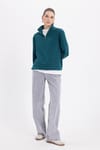 Pamuklu Dik Yaka Fermuarlı Kadın Sweatshirt