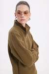 Pamuklu Dik Yaka Fermuarlı Kadın Sweatshirt