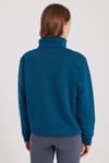 Kadın Relax Fit Rahat Kesim Pamuklu İçi Polarlı Yarım Fermuarlı İndigo Dik Yaka Sweatshirt