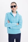 Pamuklu Dik Yaka Fermuarlı Kadın Sweatshirt